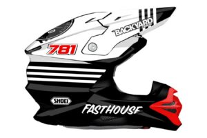 Shoei VFX-WR Motocross Helmet Helm Wrap Your Name Nummer Sticker Aufkleber Satz MX Schwarz Weiß Rot Fasthouse Edition